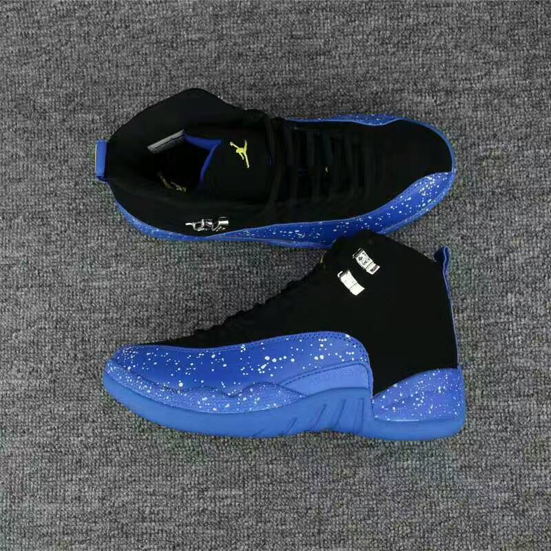 Men Jordan 12 Retro 2017 Ink Blue Black Shoes